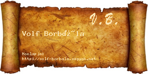 Volf Borbála névjegykártya